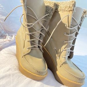Lace up wedge boots
